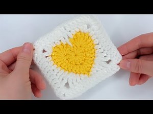 CROCHET GRANNY HEART SQUARE 💙