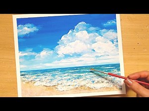How to draw [sea and sky] with acrylic paint/cumulonimbus/painting for beginners/Step by step