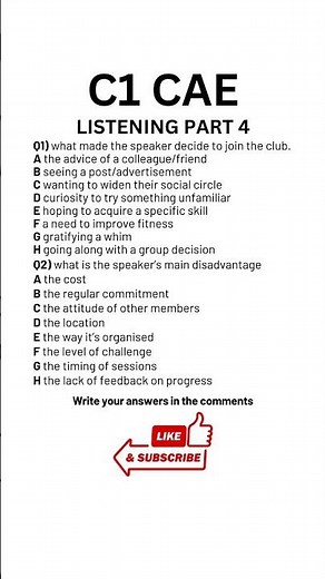 C1 Certificate Advanced English (CAE) Listening Practice Test - Part 4 with Answers 09.2025