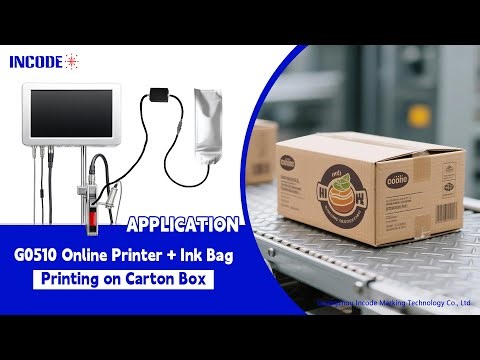 INCODE G0510 Online Printer + Ink Bag — Application on carton box packaging