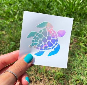 Holographic Sea Turtle Decal, Car Decal, Vinyl Decal, Yeti Decal, Iridescent Decal, Holographic Decal, Tumbler Decal, Turtle Sticker, Opal - Etsy
