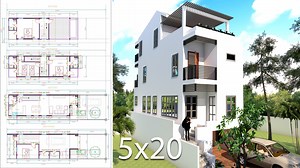 Elevated House Plans for Narrow Lots 5x20 Meter - SamPhoas Plan