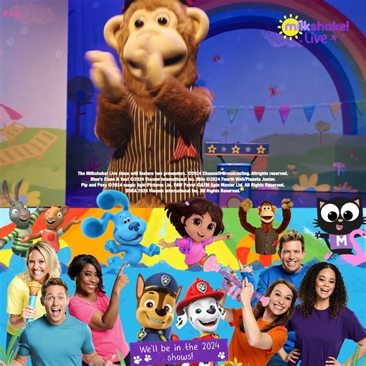 Milkshake! grown-ups, prepare to embark on an enchanting journey with Milkshake! on Holiday – a captivating theatre experience tailored for the whole family! Join Chase and Marshall from PAW Patrol*, DORA, Pip and Posy, Blue from Blue’s Clues and You!, Milo & Milkshake! Monkey, and two of our amazing Milkshake! presenters for an adventure filled with music, dance, and endless joy! This isn't just a show – it's a heart-warming celebration of fun you and your family won't want to miss! Grab your t