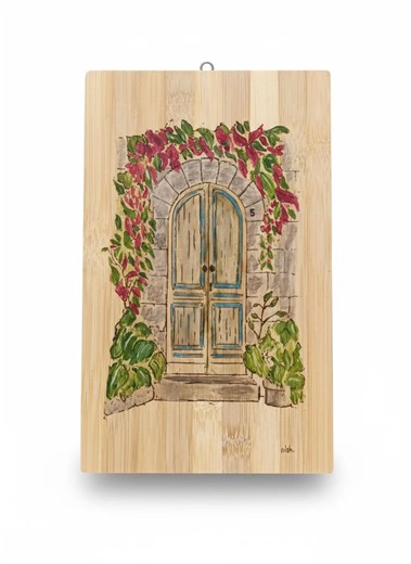 Custom Wood Engraved Plaque, Bamboo Architecture Art, Hand Painted Floral Door Decor, Personalized Sustainable Home Gift, Colorful Wall Art - Etsy