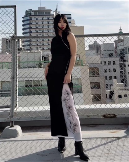 【ITEM】Asymmetrical zip knit long one piece (66745004)