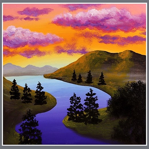 14K views · 336 reactions | painting nature landscape color used acrylic paint : white, vermilion, lemon yellow, potrait light, pink, cerulean blue, deep purple, magenta, ultramarine blue, black, burnt sienna, green light canvas : 20cm x20cm #acrylicpainting #artwork #painting #landscapepainting | El Drawing Arts | Facebook