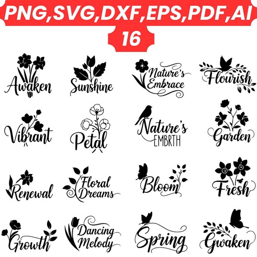 Floral Nature Quotes SVG Bundle | Spring Bloom Cut Files (digital Download) - Etsy