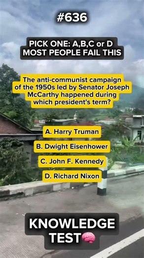 The anti-communist campaign of the 1950s led by Senator Joseph which president's term? #trivia #usa