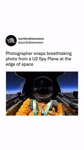 Our Third Dimension | Space Science Universe on Instagram: "Photographer Blair Bunting captured stunning images from a U-2 spy plane at the edge of space, soaring at 70,000 feet above Earth. This unique photo shoot required months of intense physical and mental preparation, including specialized training to withstand the extreme conditions of the flight. Clad in a full pressure suit, Bunting faced the challenge of operating cameras in a cramped cockpit while navigating the dangers of near-space.