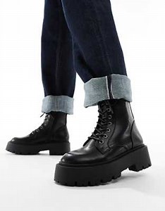ASOS DESIGN Adventure chunky lace up boots in black | ASOS