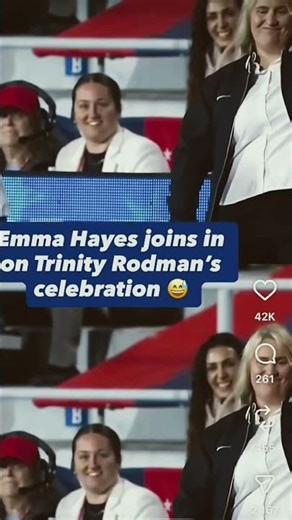 USWNT Emma Hayes joins in on goal celebration with Trinity Rodman #uswnt #football #soccer #viral