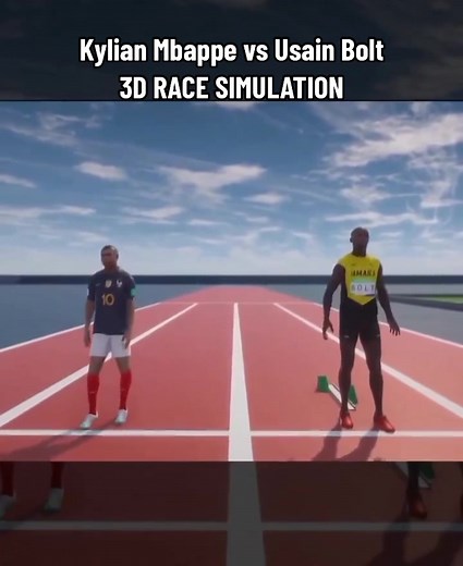 Kylian Mbappé vs Usain Bolt 3D Race Simulation