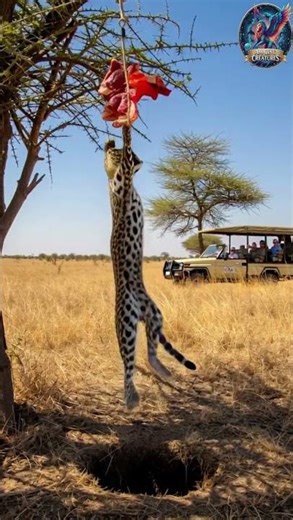 Will the tiger escape the trap and get the meat? Yes 🦁🥩❓ #leopard #shorts #shortvideo