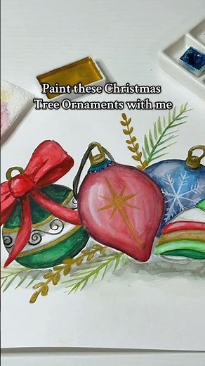 Watercolor Christmas Ornaments #watercolorpainting #christmasornaments #christmaspainting #ornaments