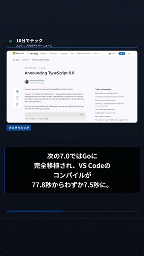 TypeScriptのビルド、10倍速くなるって知ってますか #Shorts #テックニュース