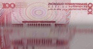 Loopable: Banknotes printing/counting machine animation. Flipping Chinese Yuan bills issued in 2005. Infinite flow of money.