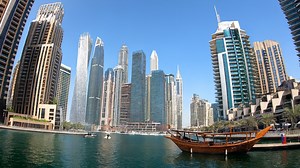 Exploring Dubai Marina skyline and waterfront