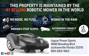 💥Robot LawnMowers NOW IN STOCK💥 💰WE FINANCE 💰 Payments as low as $29.00 / month Good credit - Bad Credit - No problem Jaguar Power Sports is your official Husqvarna automower dealer ! Full electric robot mowers allow you never to mow again. Save thousands of 💵💵 within the first 6 months of ownership ! We can do the install and training for you! TAKE YOUR WEEKENDS BACK ✔️ PRODUCT FEATURES : - Pin code so no one can take and use - GPS on board w/ tracking - Emergency shut off, bump lift or g