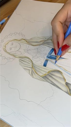 Pt. 07 | Nossa Senhora de Lourdes 🌷✨🙏🏻 #art #jesus #nossasenhora #drawing #painting