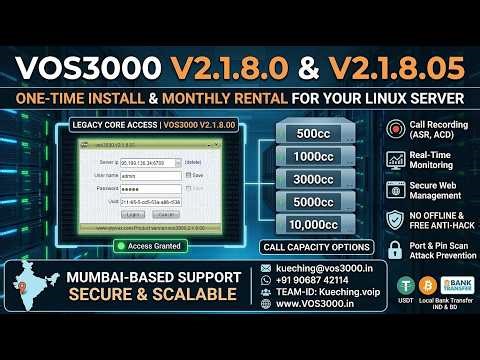 VOS3000 2.1.8.0 & 2.1.8.05 | VoIP Softswitch Linux Setup & Rental #vos3000