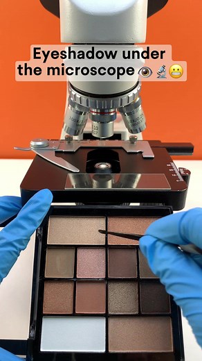 Would you still use eyeshadow after seeing it magnified 400 times?#microscope #fyp #tiktok #undermicroscope