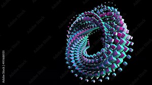 Strange infinite loop animation made out of abstract shapes and cubes, animation loop - 60 fps, 4K Pro Res with mask pass