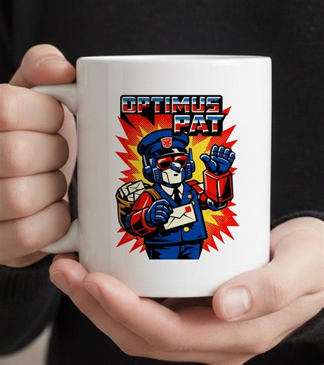 Optimus Pat Mug, Retro Gift for a Man of the 90s, 90s Man Present, Transformers Mug, Postman Pat Retro Gift, 90s Cartoons Present, Autobots - Etsy