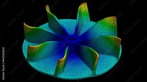 Mechanic simulation engineering - Fan blade Displacement and stress finite element analysis