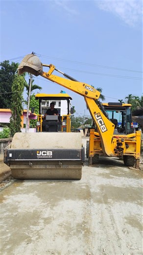 JCB ROAD ROLLER CONSTRUCTION WORKING 🔥💯🔥#jcb #tractor #construction #road #bolldozer