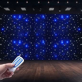 20 x 10ft LED Stage Backdrop, White and Blue Star Curtain Backdrop Light with DMX512 Controller & Remote Control Foldable Stage Drape Starry Sky Cloth Curtain for Wedding Party Club Show Decoration