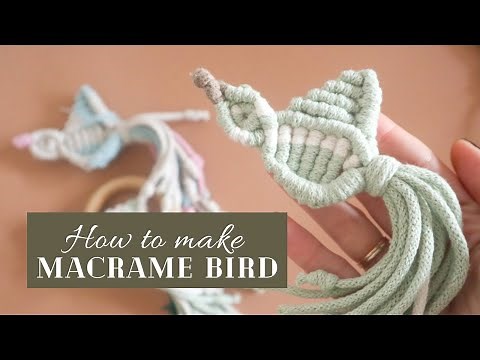 DIY Macrame Bird Tutorial. Macramé Bird Safety Brooch Tutorial, Macrame Baby Activity Ring