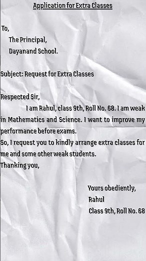 Application to Principal for Extra Class | Easy English Letter"