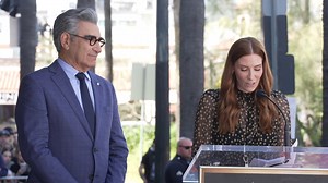 Sarah Levy gave an emotional speech about her father Eugene Levy at his Hollywood Walk of Fame ceremony. Video credit: Dave Tolley/Getty Images | Consequence