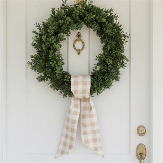 Spring Wreath Sash for Front Door, Easter Wreath Sash Cream Buffalo Check, Wreath Scarf, Wreath Bow, Farmhouse Southern Porch Decor - Etsy