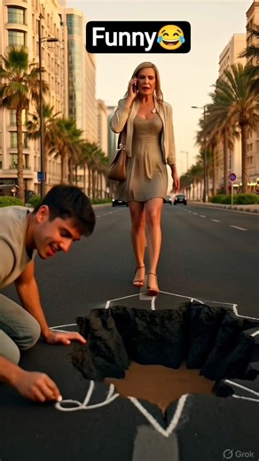 "She Fell Into The Fake Mud Pit 😱😂 Optical Illusion Prank" #Prank #FunnyFail #ViralShorts