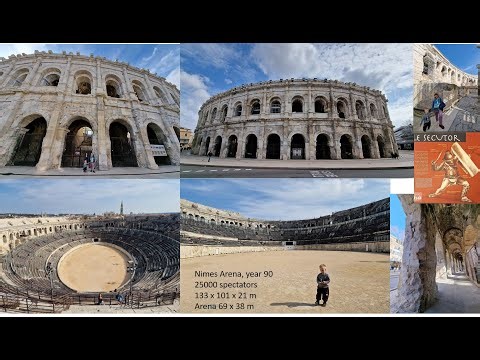 Nimes Arena Roman amphitheatre for 24000 spectators, UNESCO world Heritage site in Provence, France