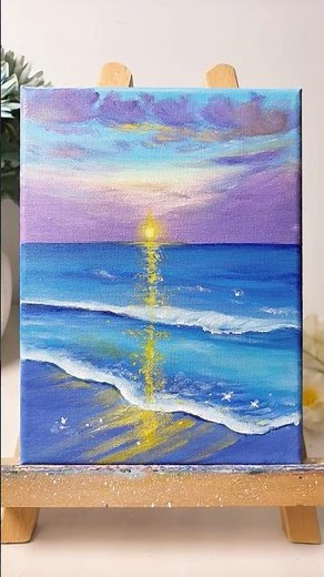 How to Paint a Stunning Sunset at the Ocean | Relaxing Art