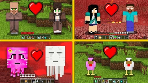 Mobs Have Girls In Minecraft - Herobrine Villager Ghast Chicken Battle How To Play | Minecraft Animation Game | Facebook