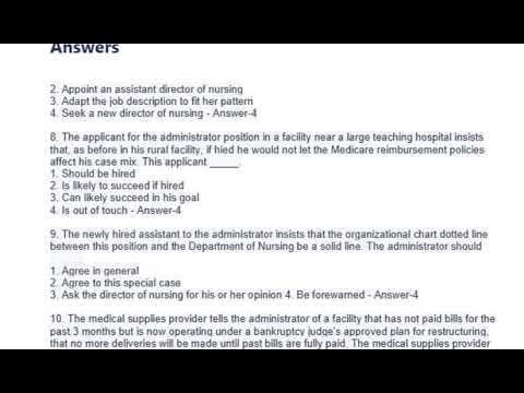 Nursing Home Administration Study Questions And Answers