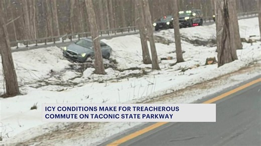 Sleet paralyzes traffic on Taconic Parkway during rush hour