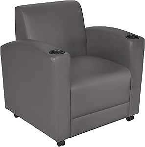 Regency Nova Arm Chair with Sleek Grey Vinyl Upholstery, Ergonomic and Durable Design, Comfortable Seating for Offices, Homes, Study Areas, Lounges, Classrooms, Waiting Rooms, or Conference Rooms