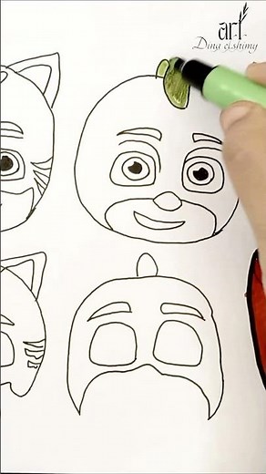 How todraw PJ masks #drawing #howtodraw #dinaelshimart #coloring #pjmasks #shortvideo #draw #art
