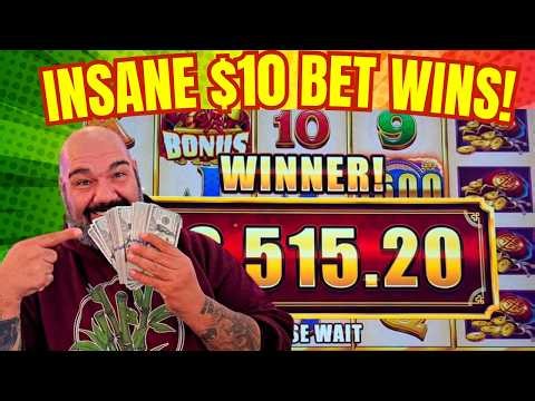 HUGE JACKPOTS ON EVERY TEN DOLLAR SPIN 3 HOURS COMPILATION!!