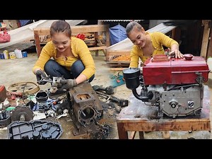 The genius girl repaired and restored the entire severely damaged D8 diesel engine|Girl Mechanic