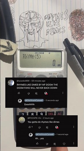 Rhymes Like Dimes on a calculator (MF DOOM) #shorts #mfdoom #rhymes #dimes #rip #memes #calculator