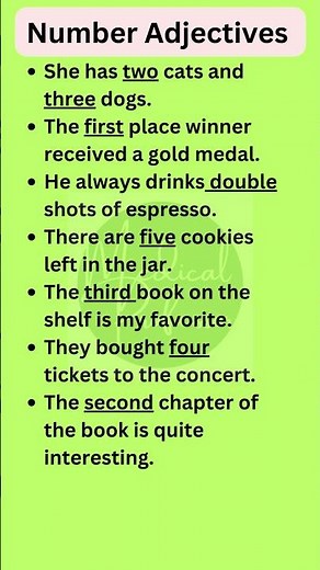 Number Adjectives in English Grammar #shorts #ytshorts #english