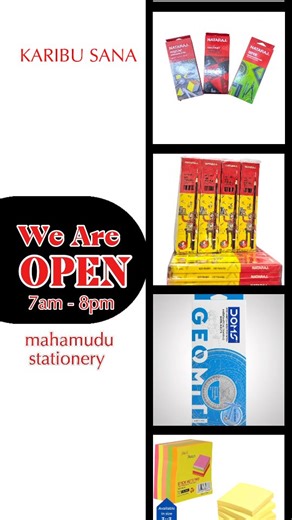Stationery & office supplies on Instagram: "💼📎 Vifaa vyote vya ofisini vinavyokuwezesha kufanya kazi kwa ufanisi, vipo hapa! Karibu Mahamudu Stationery upate Office Supplies bora kwa matumizi ya kila siku — imara, vya kuaminika na vyenye muonekano wa kitaalamu 🏢✨ Tunazo: 📄 Ream papers & photocopy papers 📁 Files, spring files & ring binders 📎 Staplers, punches, pins (Kangaroo) 🖊️ Pens, markers, highlighters 🧾 Lamination pouches & flip charts 🔄 Binding combs & spirals 🔪 Knife cutters, gl