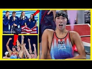 USA breaks world record, wins swimming Olympic gold in women's medley relay***japenese reporter..