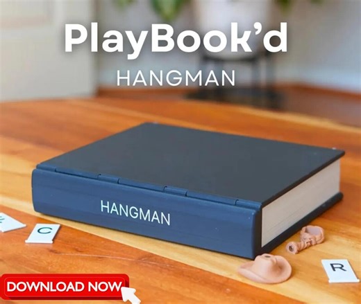Hangman Book Game STL Playbook’d Board Game | Foldable Word Guessing Travel Game | 3D Printable Family Game Digital Download - Etsy