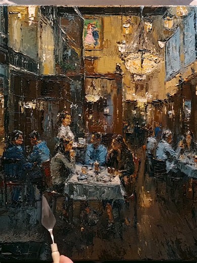 Palette Knife Landscape Painting: Step-by-Step Renoir Cafe